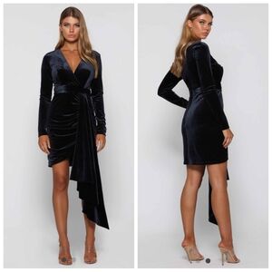 ELLE ZEITOUNE Owen Midnight Blue Velvet Dress Small